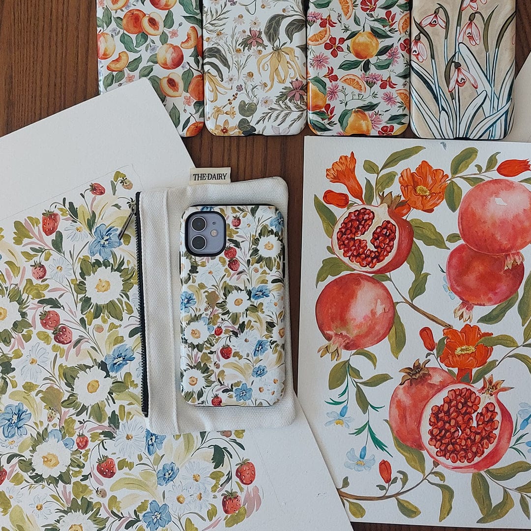 Garden Strawberries Printed Phone Cases by Ellie Mae - The Dairy