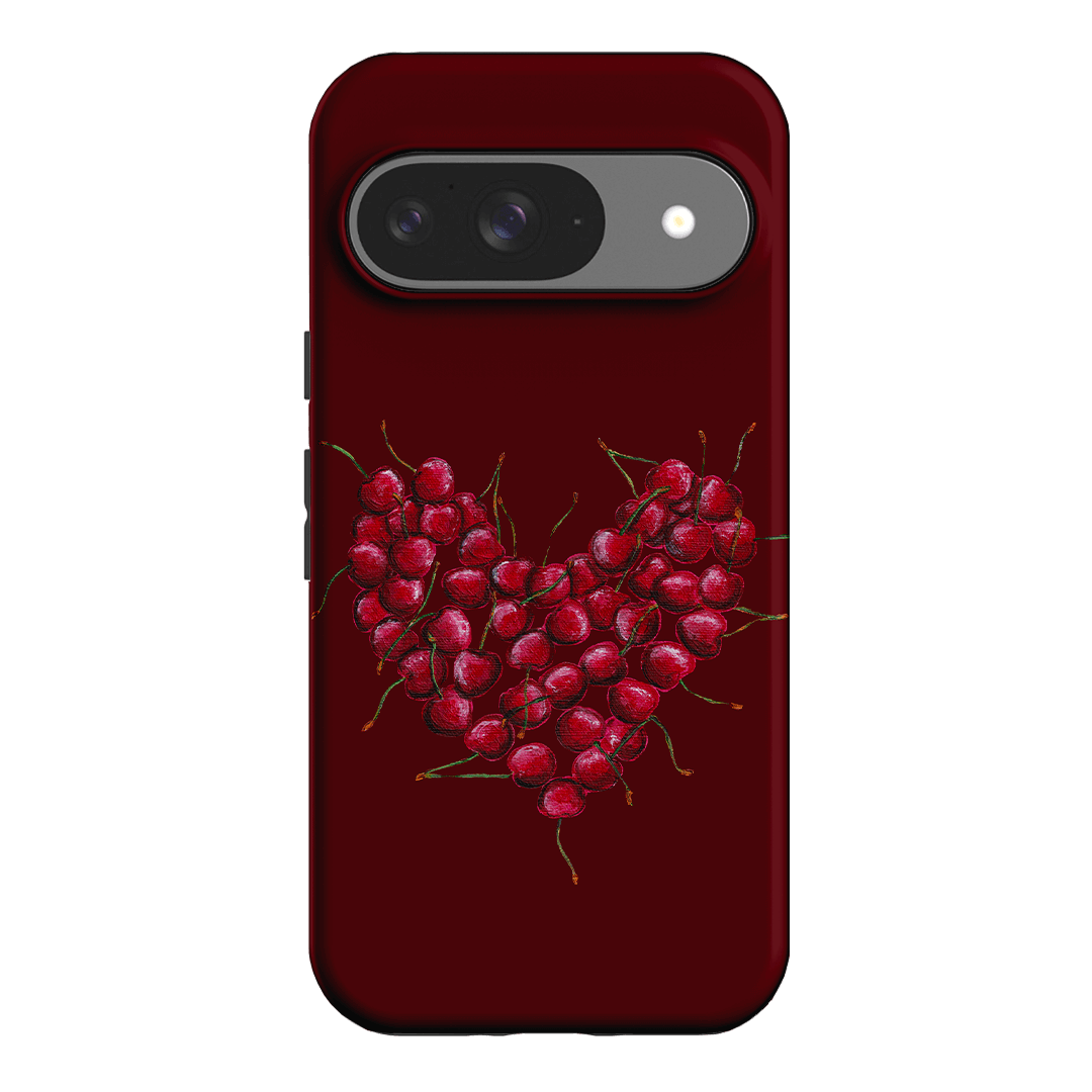Cherry Heart Printed Phone Cases Google Pixel 9 / Armoured by BG. Studio - The Dairy
