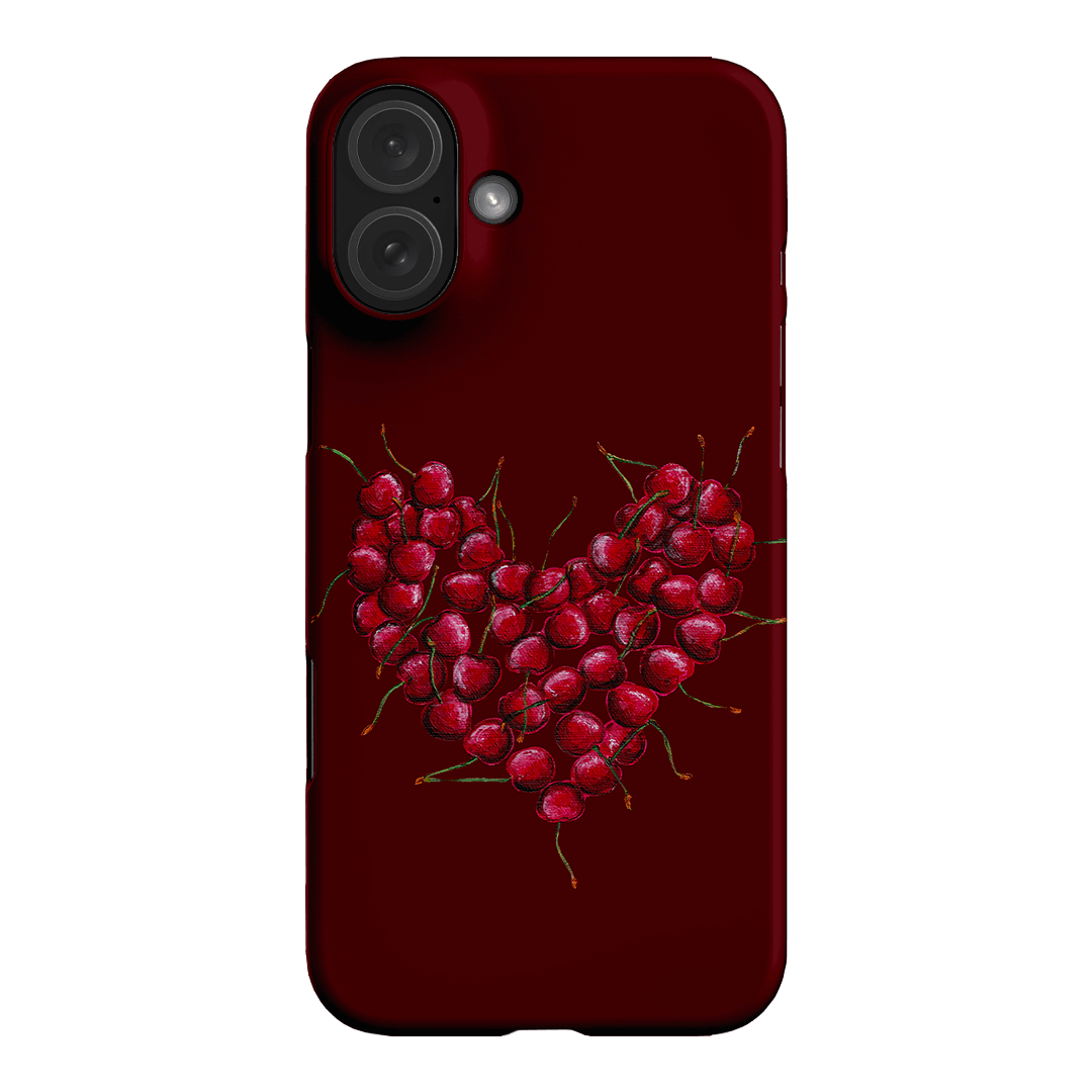 Cherry Heart Printed Phone Cases iPhone 16 Plus / Snap by BG. Studio - The Dairy
