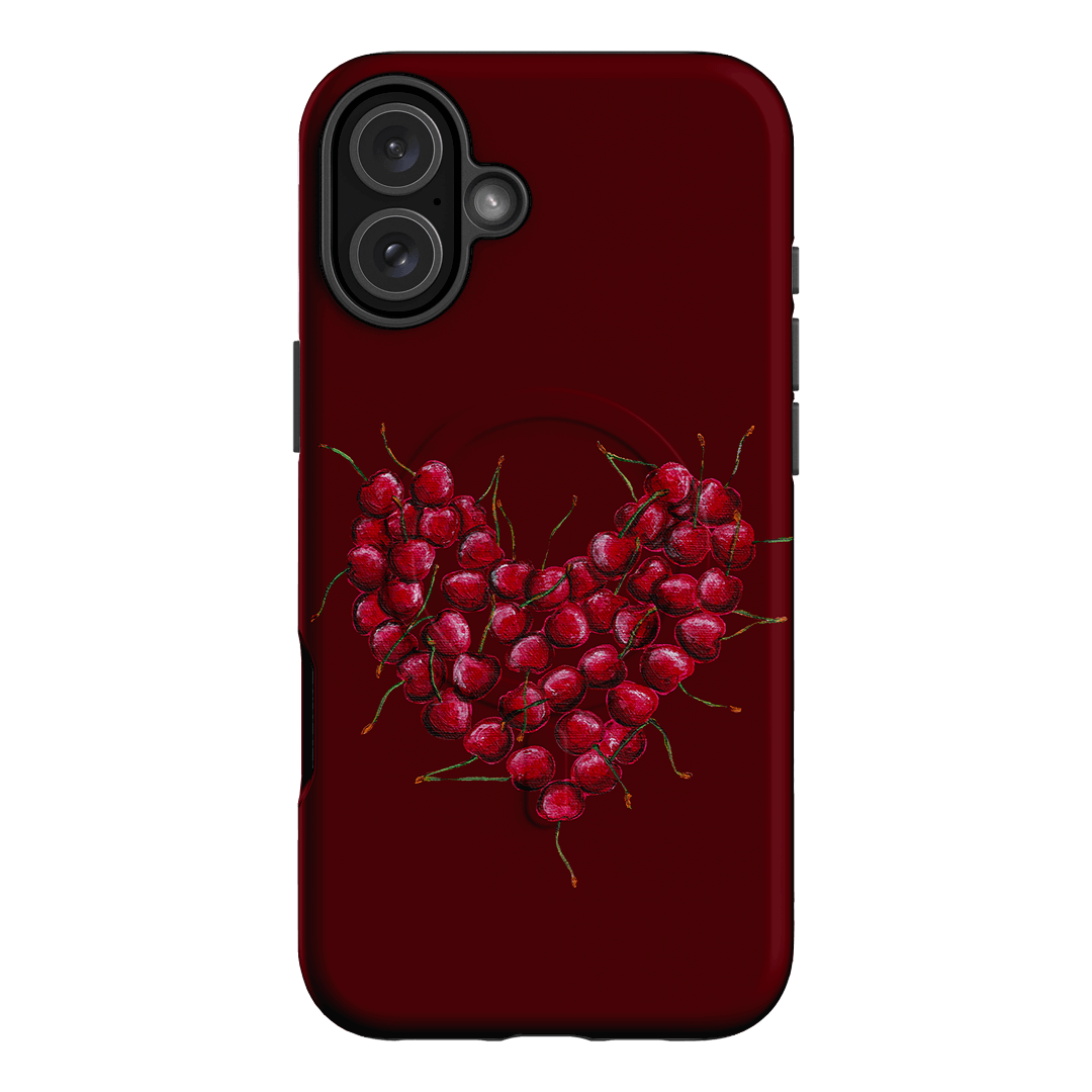 Cherry Heart Printed Phone Cases iPhone 16 Plus / Armoured MagSafe by BG. Studio - The Dairy