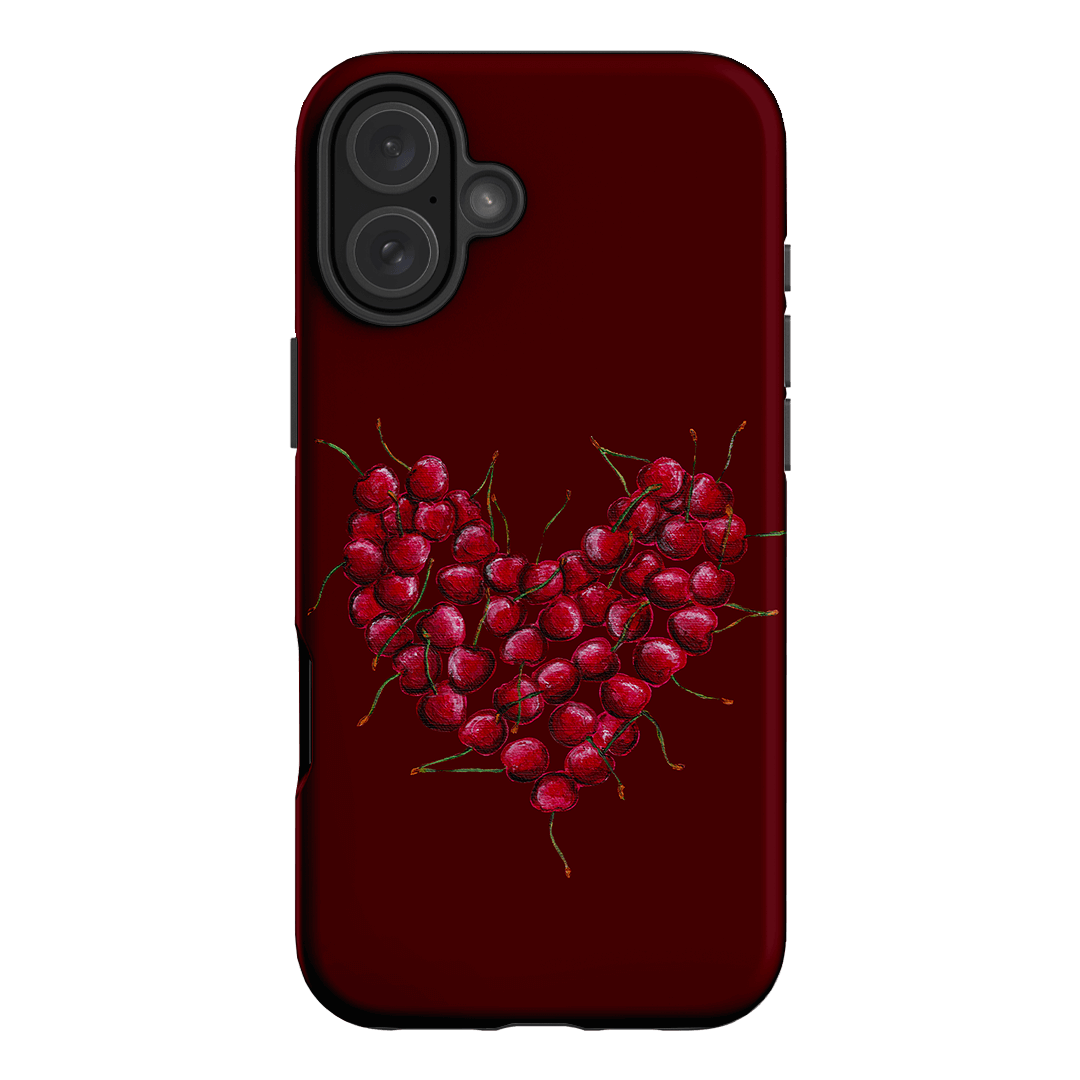 Cherry Heart Printed Phone Cases iPhone 16 Plus / Armoured by BG. Studio - The Dairy