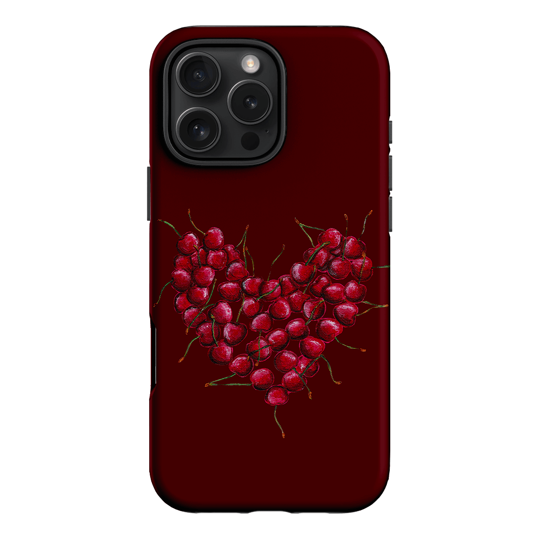 Cherry Heart Printed Phone Cases iPhone 16 Pro Max / Armoured by BG. Studio - The Dairy