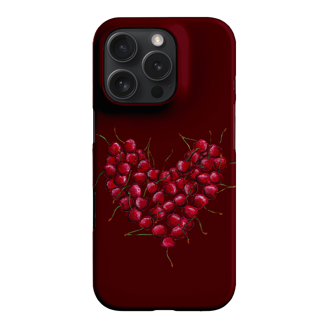 Cherry Heart Printed Phone Cases iPhone 16 Pro / Snap by BG. Studio - The Dairy