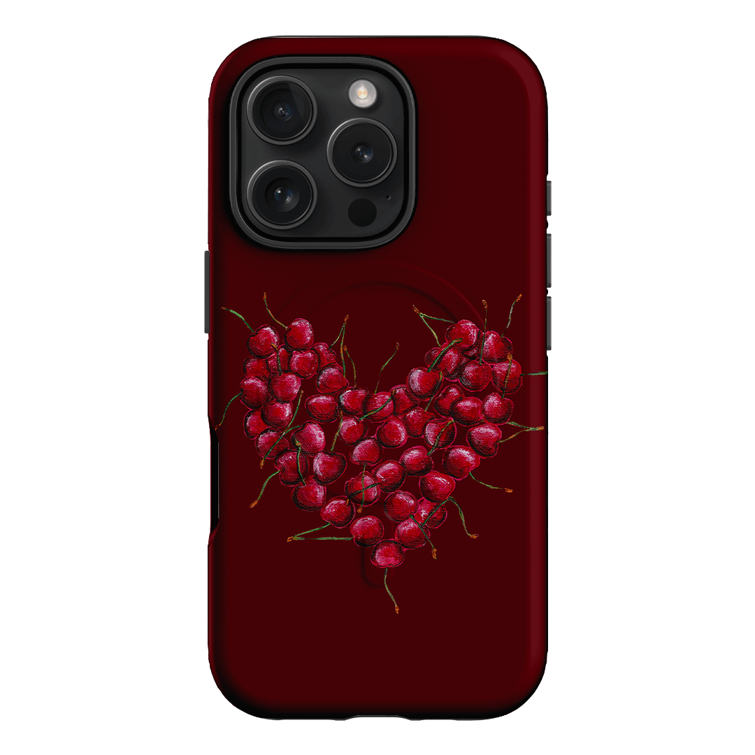 Cherry Heart Printed Phone Cases iPhone 16 Pro / Armoured MagSafe by BG. Studio - The Dairy
