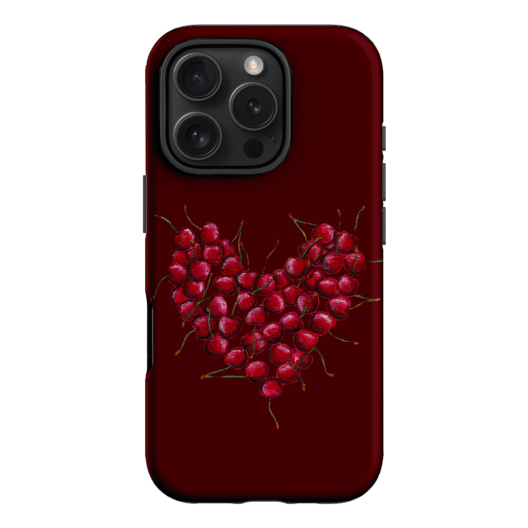 Cherry Heart Printed Phone Cases iPhone 16 Pro / Armoured by BG. Studio - The Dairy