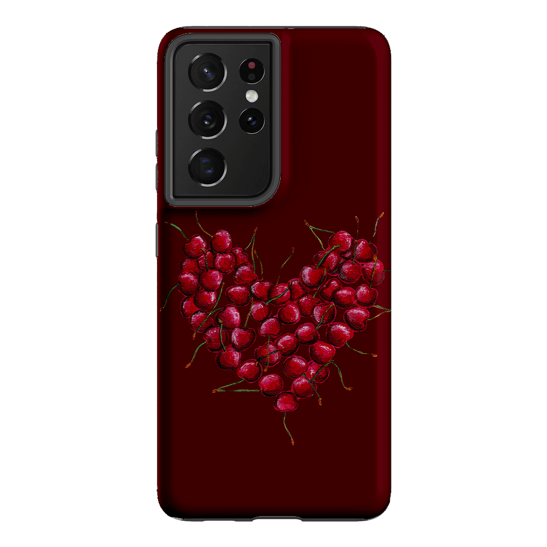 Cherry Heart Printed Phone Cases Samsung Galaxy S21 Ultra / Armoured by BG. Studio - The Dairy