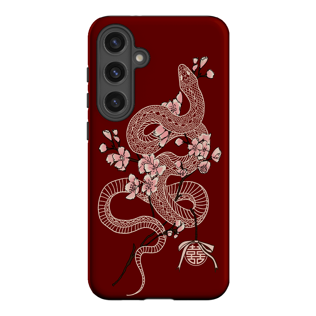 Blossom Snake in Red Printed Phone Cases by Veronica Tucker - The Dairy