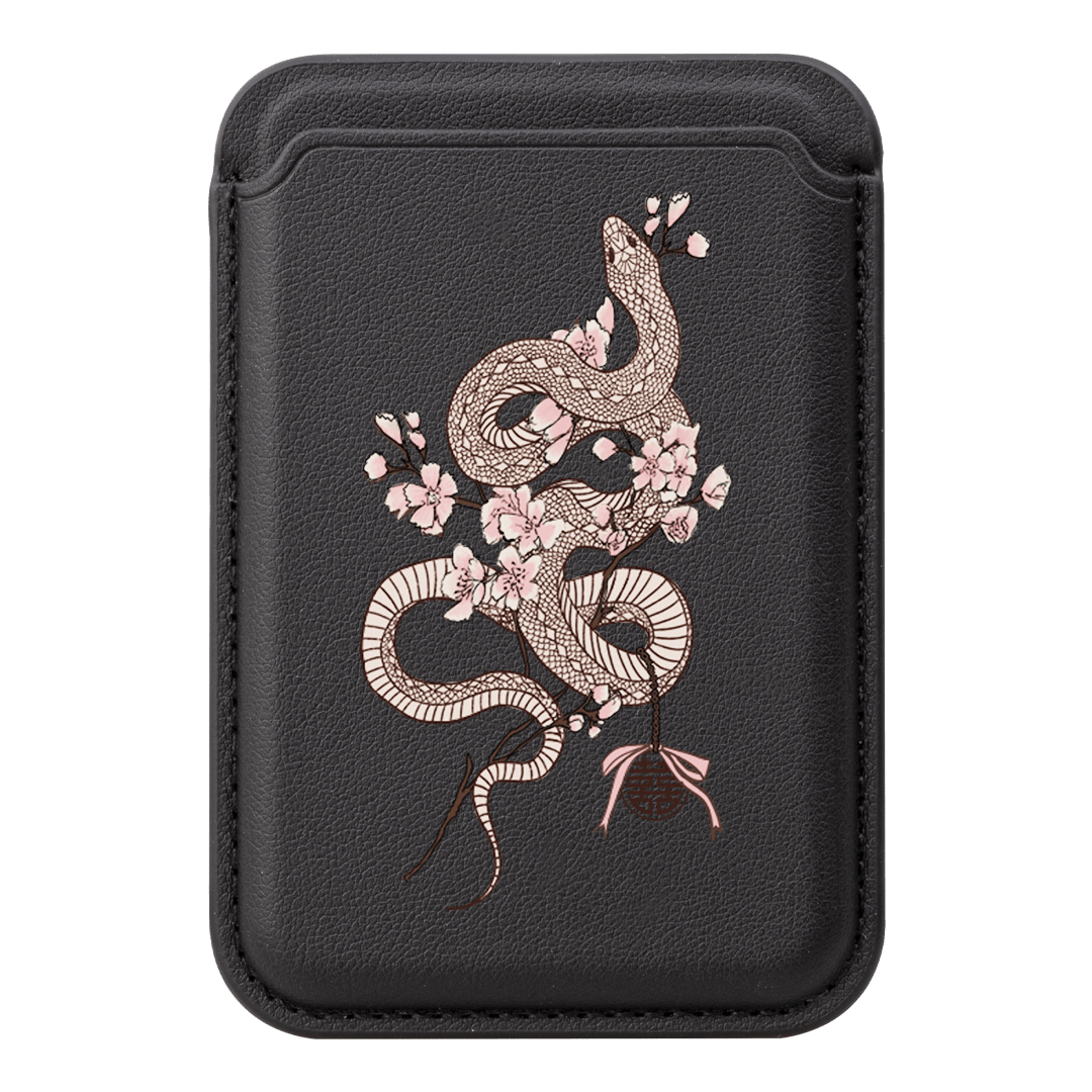 Blossom Snake in Pink MagSafe Wallet MagSafe Wallet Black by Veronica Tucker - The Dairy