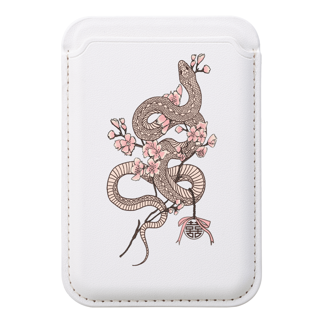 Blossom Snake in Pink MagSafe Wallet MagSafe Wallet White by Veronica Tucker - The Dairy
