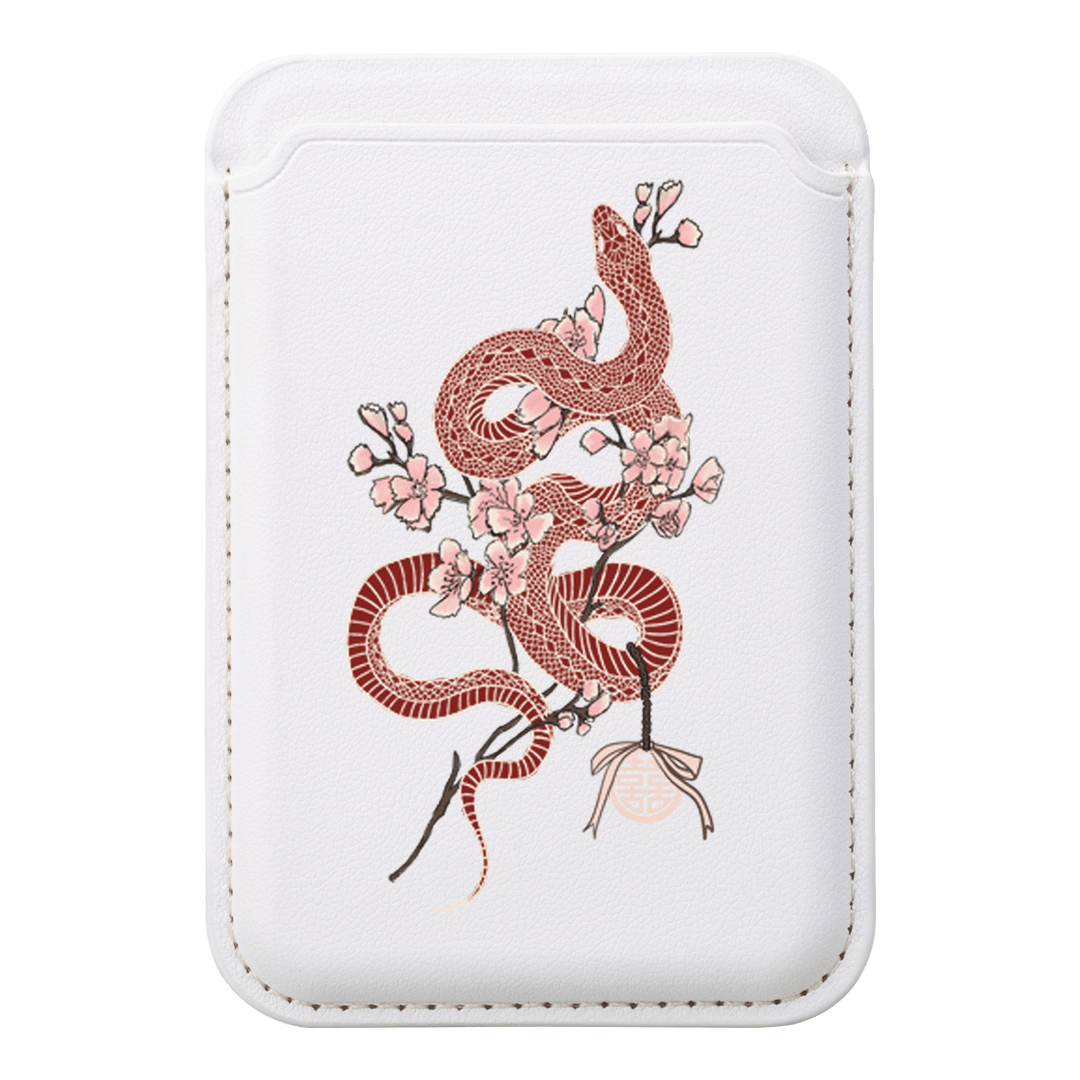 Blossom Snake in Red MagSafe Wallet MagSafe Wallet White by Veronica Tucker - The Dairy