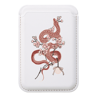 Blossom Snake in Red MagSafe Wallet MagSafe Wallet White by Veronica Tucker - The Dairy