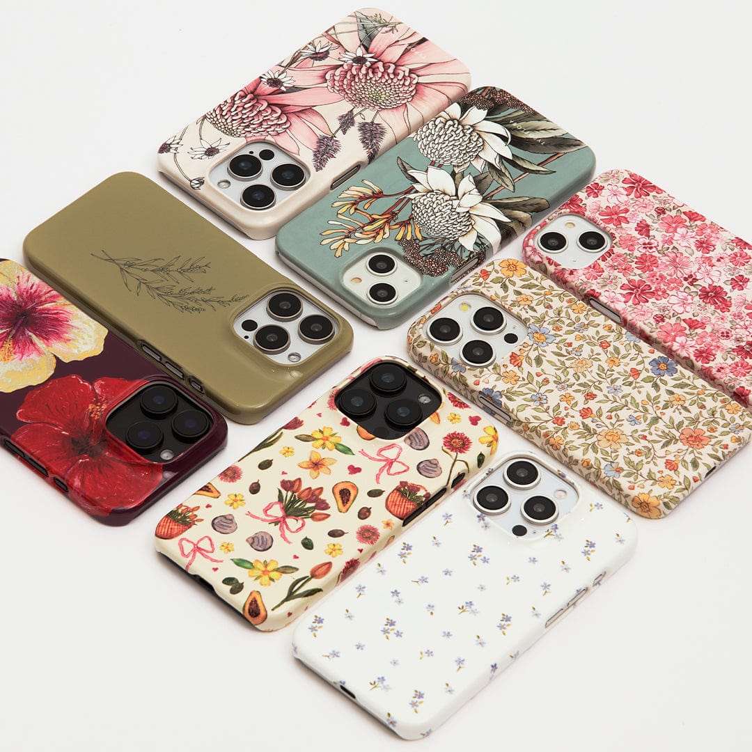 Flower-patterned phone case from The Dairy collection offering a floral and fresh design