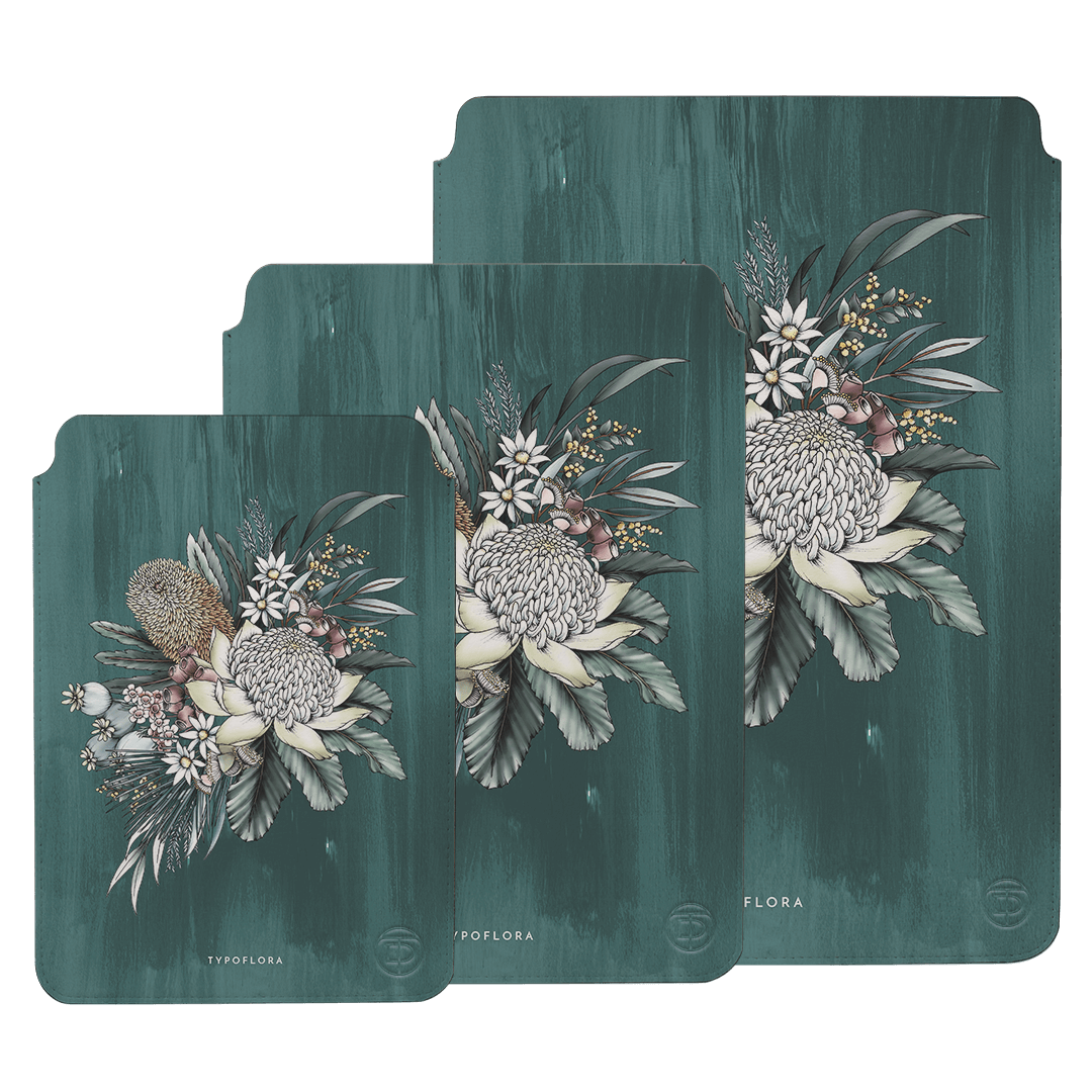 Teal Native Laptop & iPad Sleeve Laptop & Tablet Sleeve by Typoflora - The Dairy